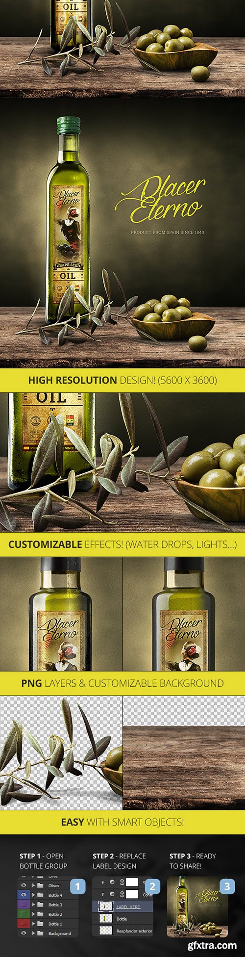 Graphicriver  - Olive Oil And Vinegar Bottle Label Mockup 12817024