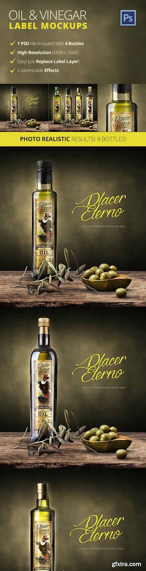 Graphicriver  - Olive Oil And Vinegar Bottle Label Mockup 12817024