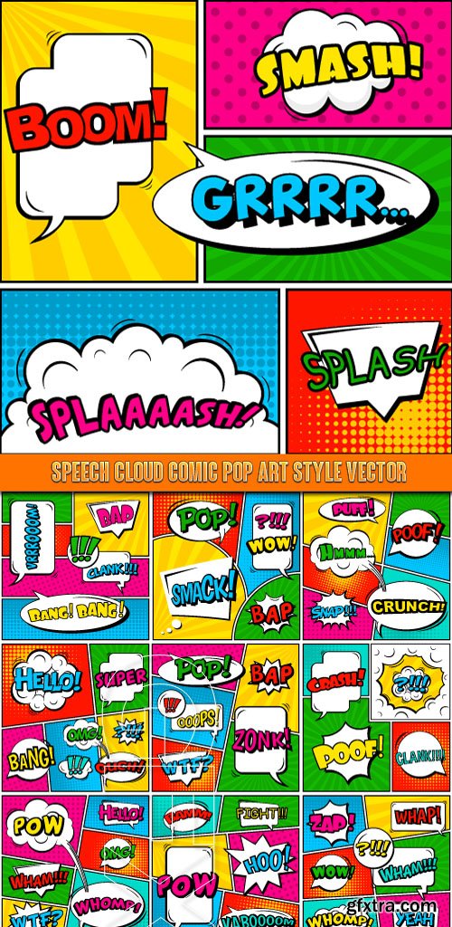 Speech Cloud comic pop art style vector