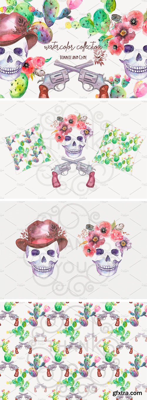 CM 1266637- Watercolour Clipart Cowboys