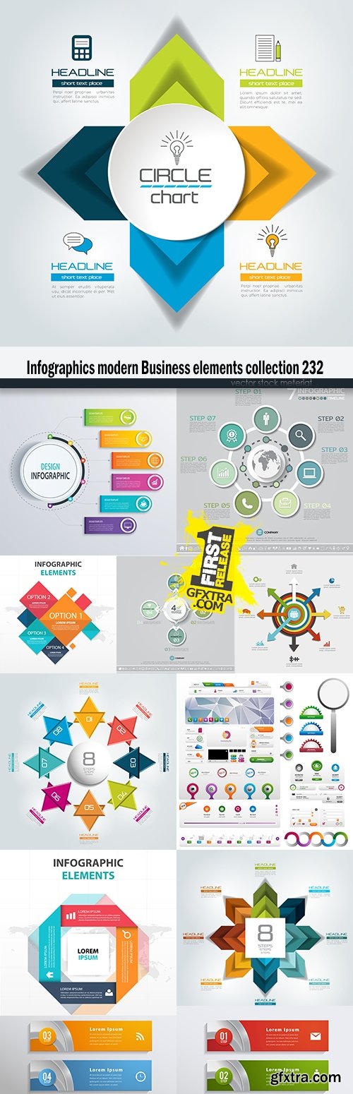 Infographics modern Business elements collection 232