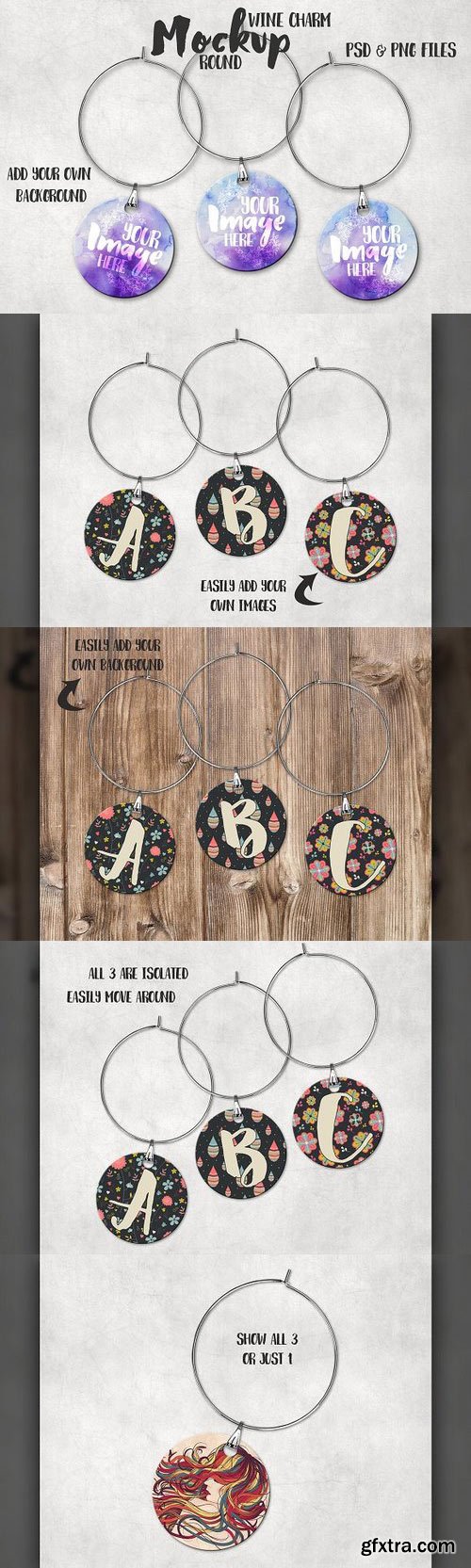 CM - Sublimation round wine charm mockup 1255712