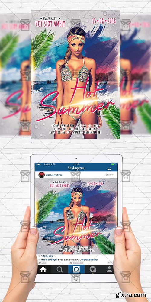 Hot Summer - Flyer Template + Instagram Size Flyer