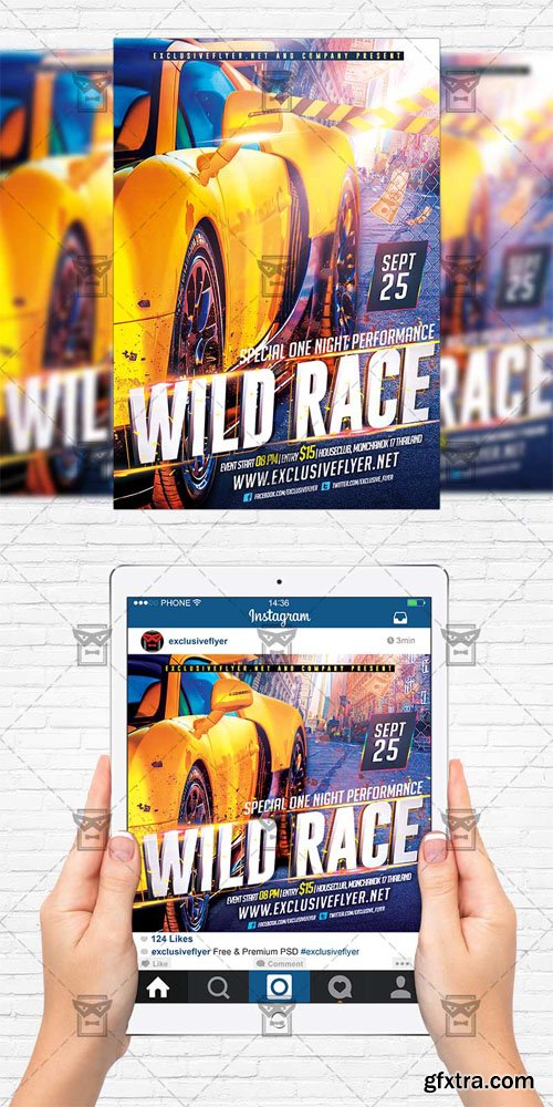 Wild Race - Flyer Template + Instagram Size Flyer