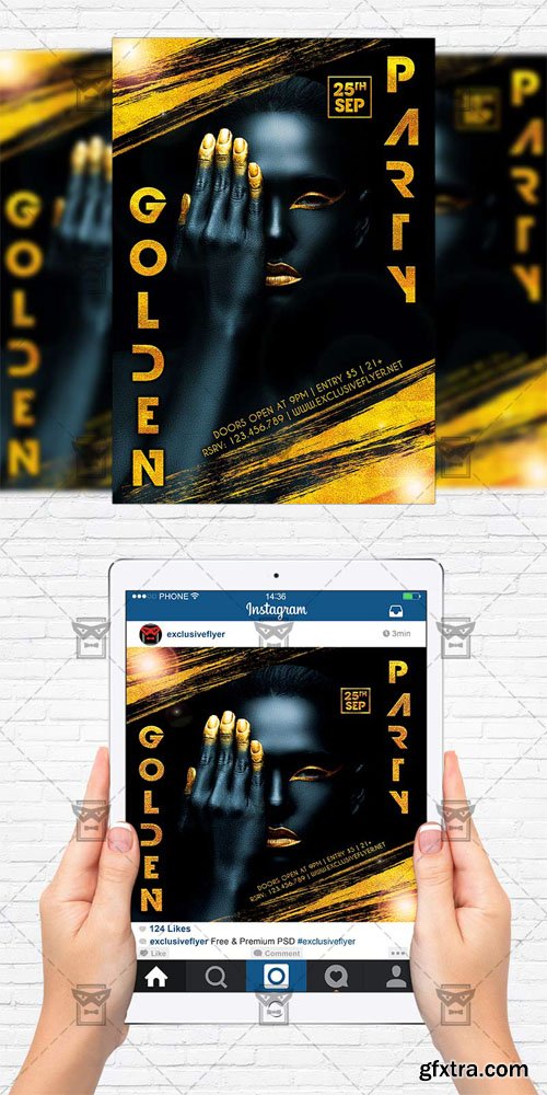 Golden Night - Flyer Template + Instagram Size Flyer