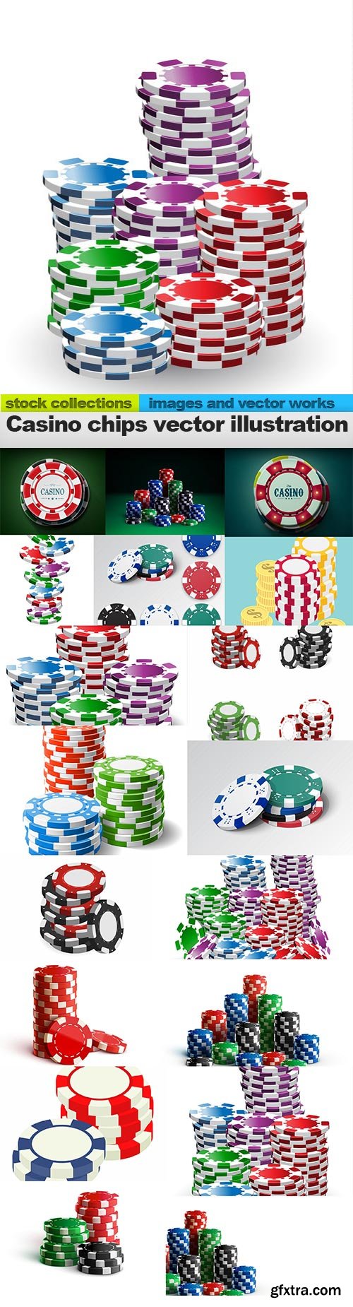 Casino chips vector illustration, 15 x EPS