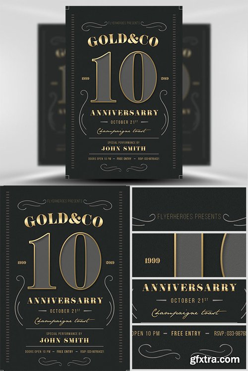 Modern Vintage Business Anniversary Flyer Template