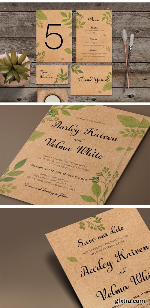 CM 1257715 - Leaves Wedding Invitation Suite