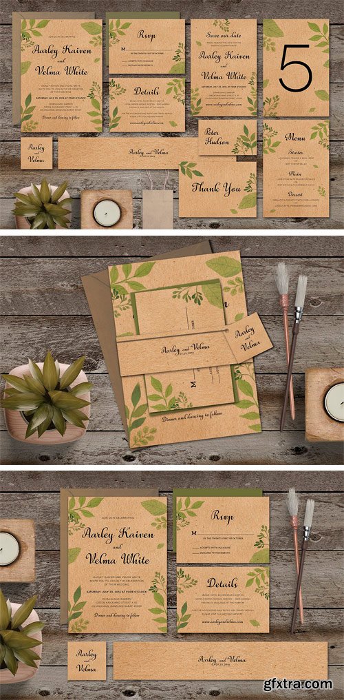 CM 1257715 - Leaves Wedding Invitation Suite