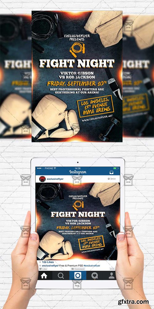 Fight Night - Flyer Template + Instagram Size Flyer