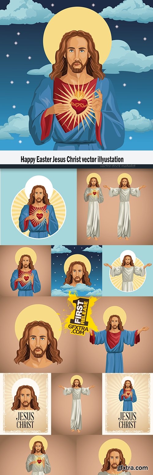 Happy Easter Jesus Christ vector illyustation