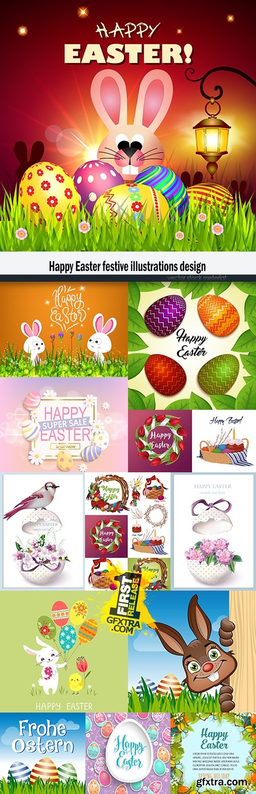 Happy Easter festive illustrations design