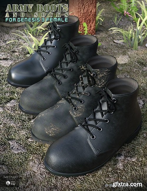 Army Boots and Socks for Genesis 3 Female(s)