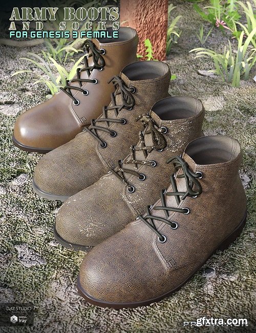 Army Boots and Socks for Genesis 3 Female(s)