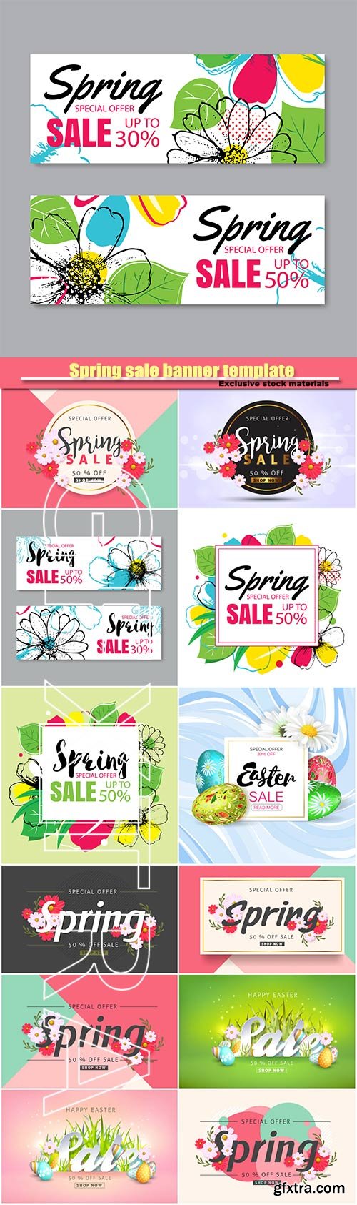 Spring sale banner template, posters, brochure, coupon discount