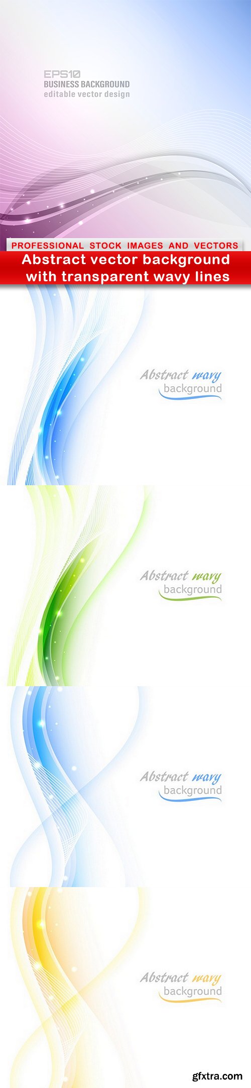 Abstract vector background with transparent wavy lines - 5 EPS