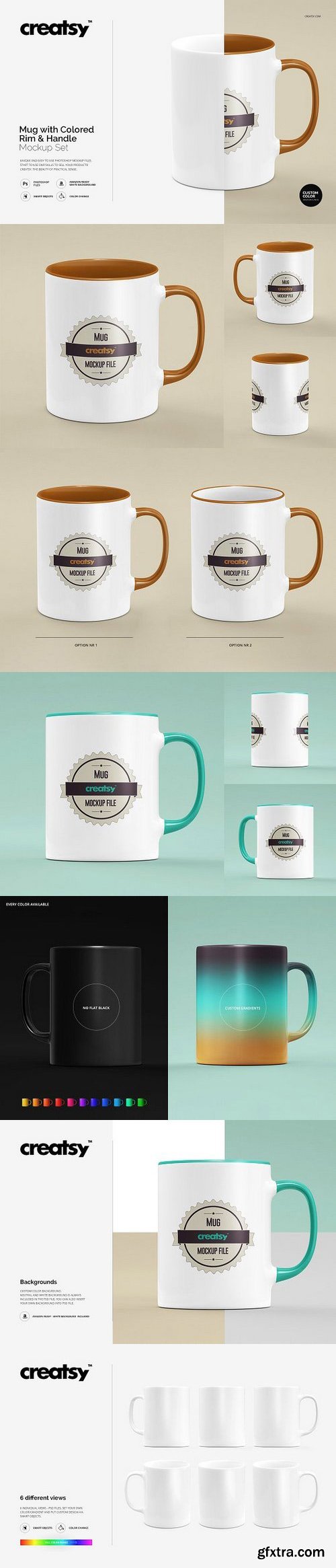 CM - Mug Colored Rim Handle Mockup Set 1255806