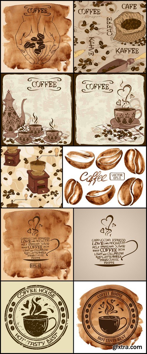 Coffee cup on a watercolor background 10X EPS