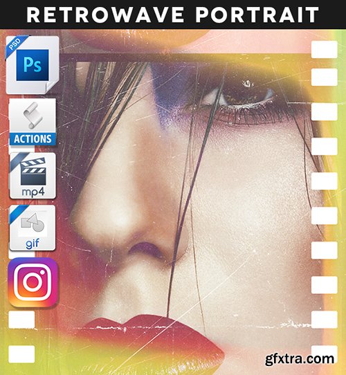 Graphicriver Animated Retrowave Portrait Action 19498962