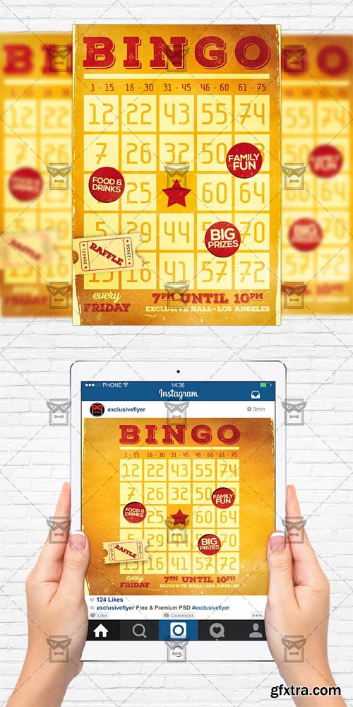 Bingo Night - Flyer Template + Instagram Size Flyer