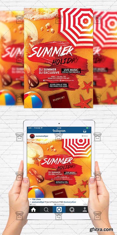 Summer Holiday - Flyer Template + Instagram Size Flyer