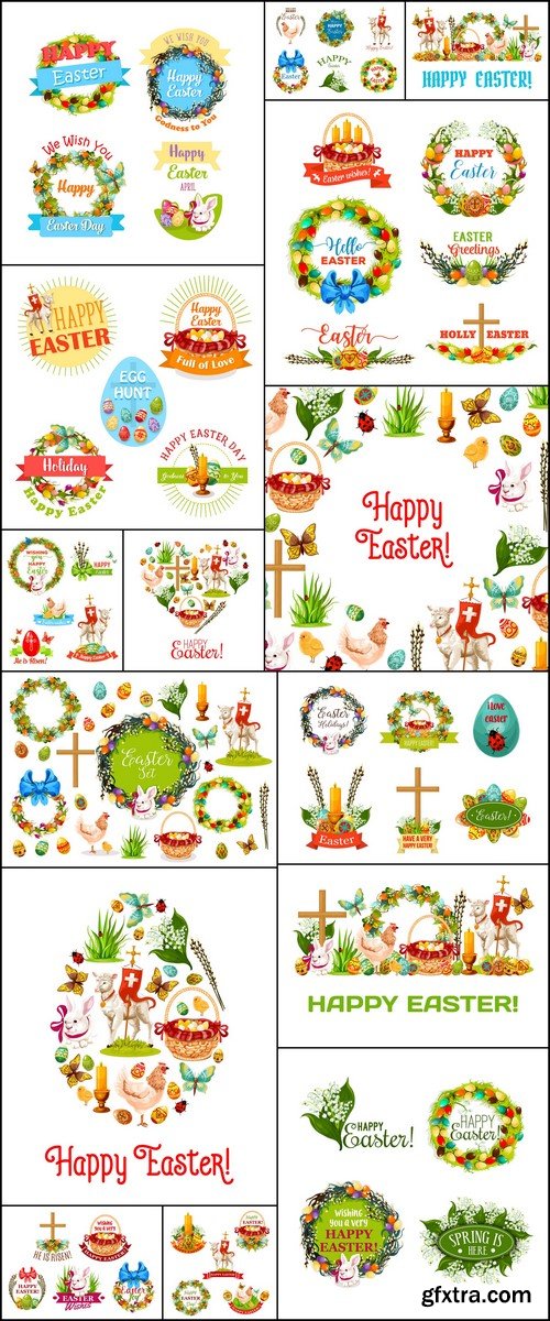 Easter holiday emblem set 15X EPS