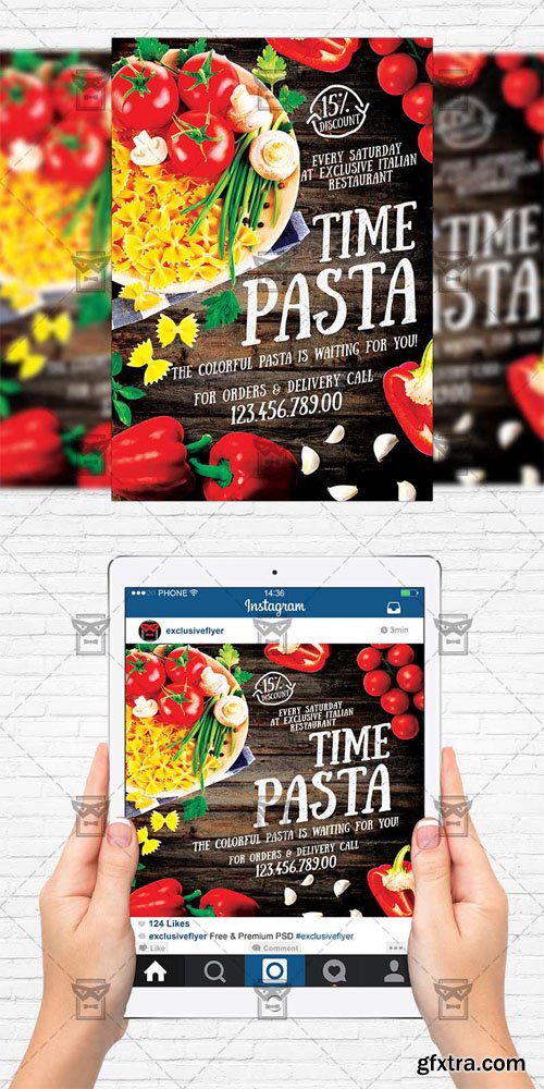 Pasta Time - Flyer Template + Instagram Size Flyer