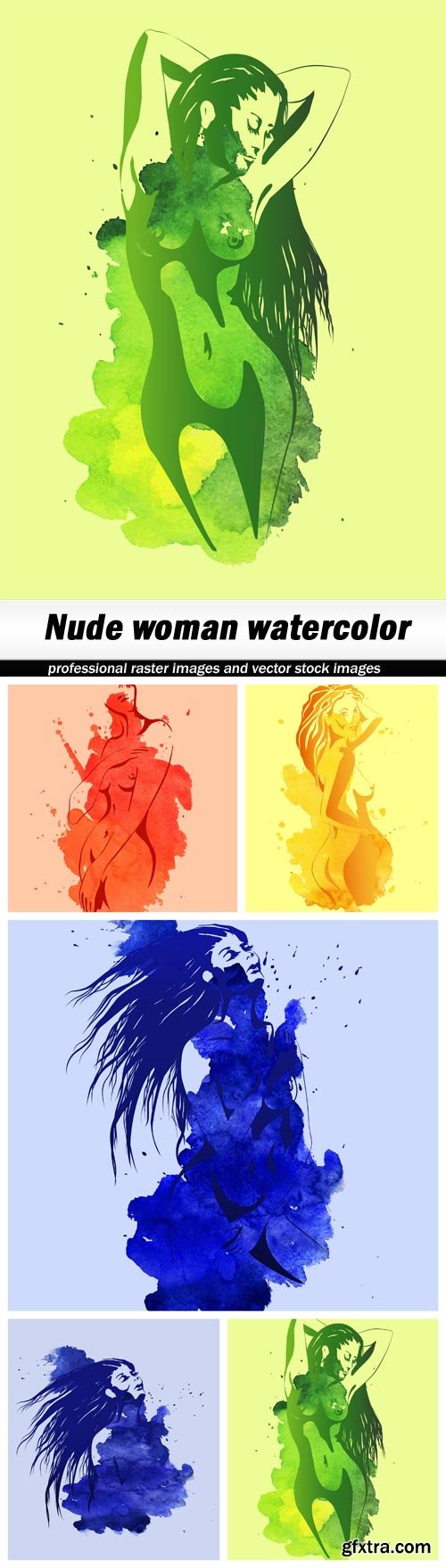 Nude woman watercolor - 5 EPS