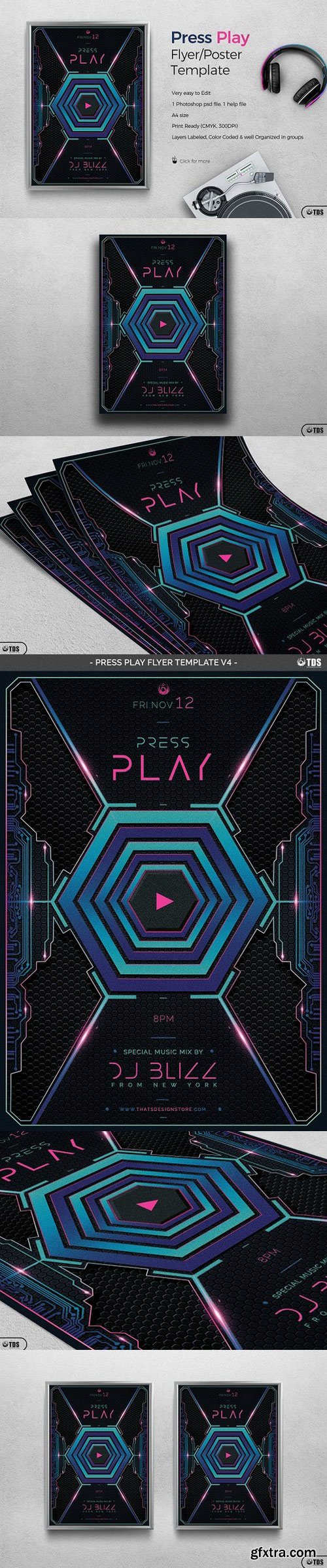 CM - Press Play Flyer Template 1276134