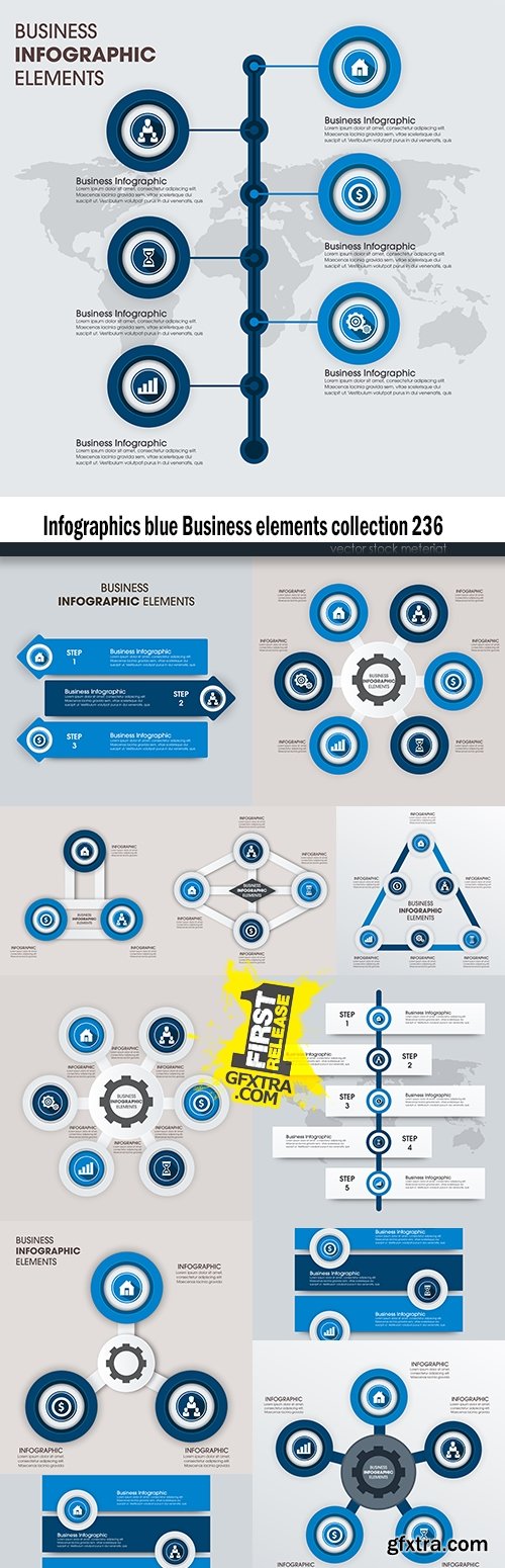 Infographics blue Business elements collection 236