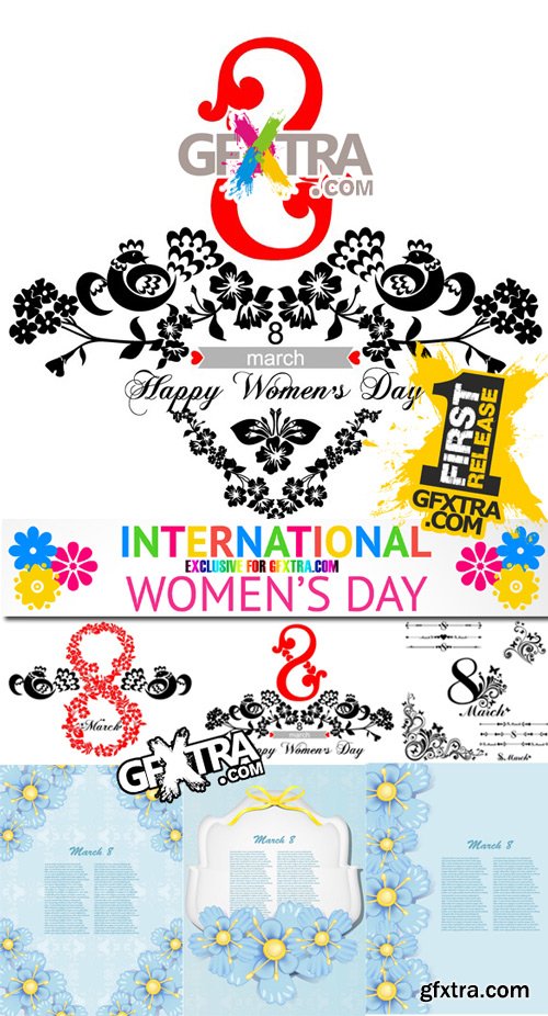 Stock Vectors - 8 March & International women's day 25xEps