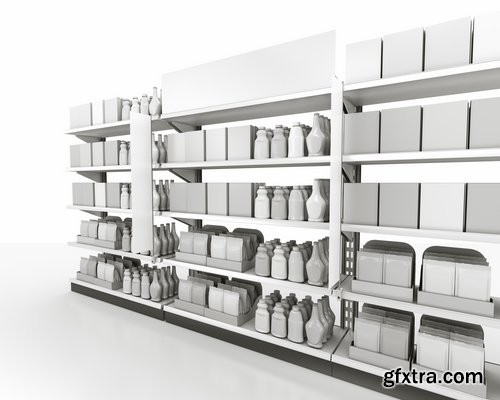 Collection of 3D interior shop showcase stand rack shelf products 2-25 HQ Jpeg