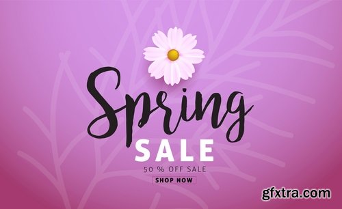 Collection spring discount flyer banner sale invitation card 25 EPS