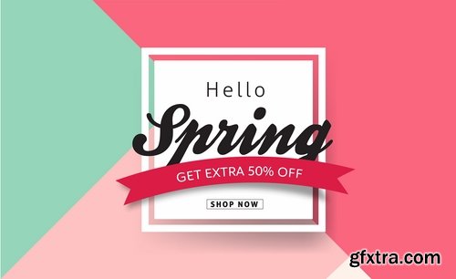 Collection spring discount flyer banner sale invitation card 25 EPS