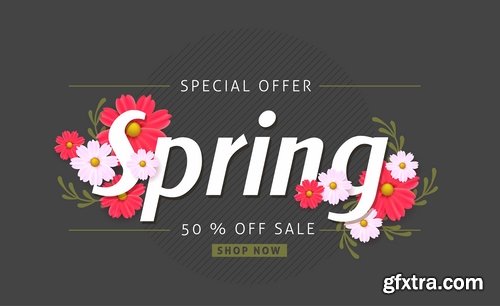 Collection spring discount flyer banner sale invitation card 25 EPS