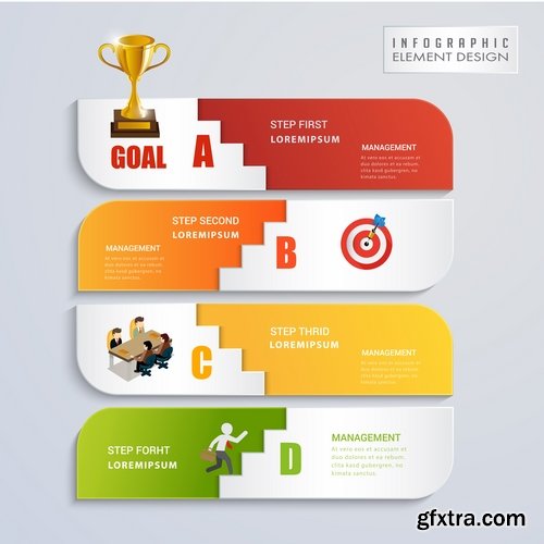 Collection of infographics idea light bulb turn based strategy for business success 5-25 EPS