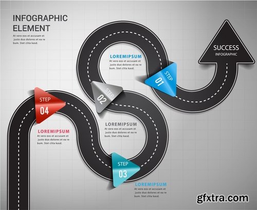 Collection of infographics idea light bulb turn based strategy for business success 5-25 EPS