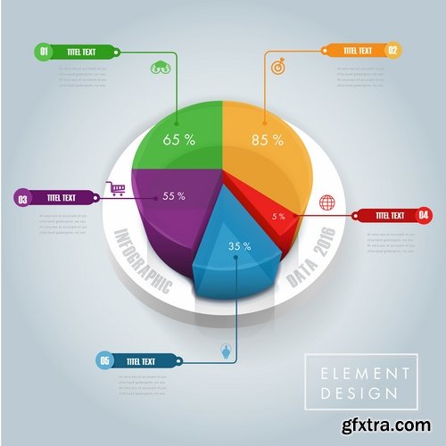 Collection of infographics idea light bulb turn based strategy for business success 5-25 EPS