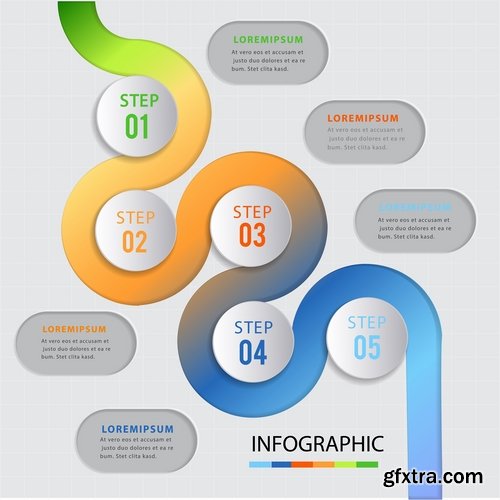 Collection of infographics idea light bulb turn based strategy for business success 5-25 EPS