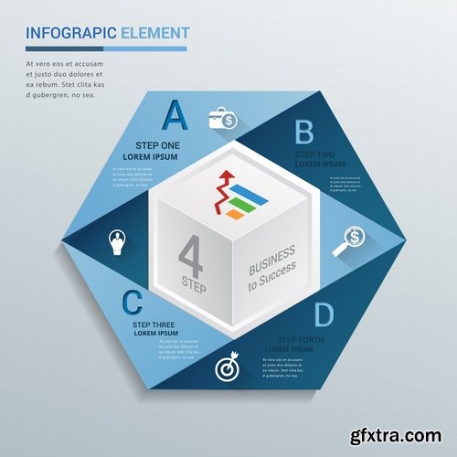 Collection of infographics idea light bulb turn based strategy for business success 5-25 EPS