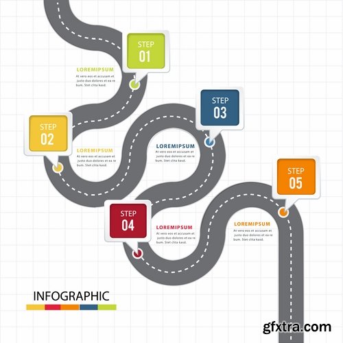 Collection of infographics idea light bulb turn based strategy for business success 5-25 EPS