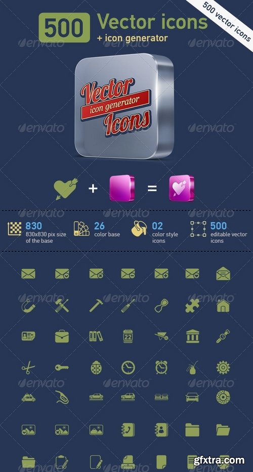 GraphicRiver - 500 Vector Icons + Icon Generator 2405037