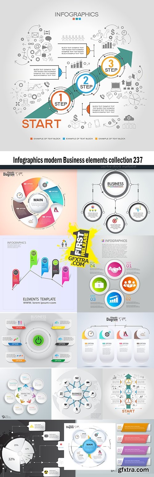 Infographics modern Business elements collection 237