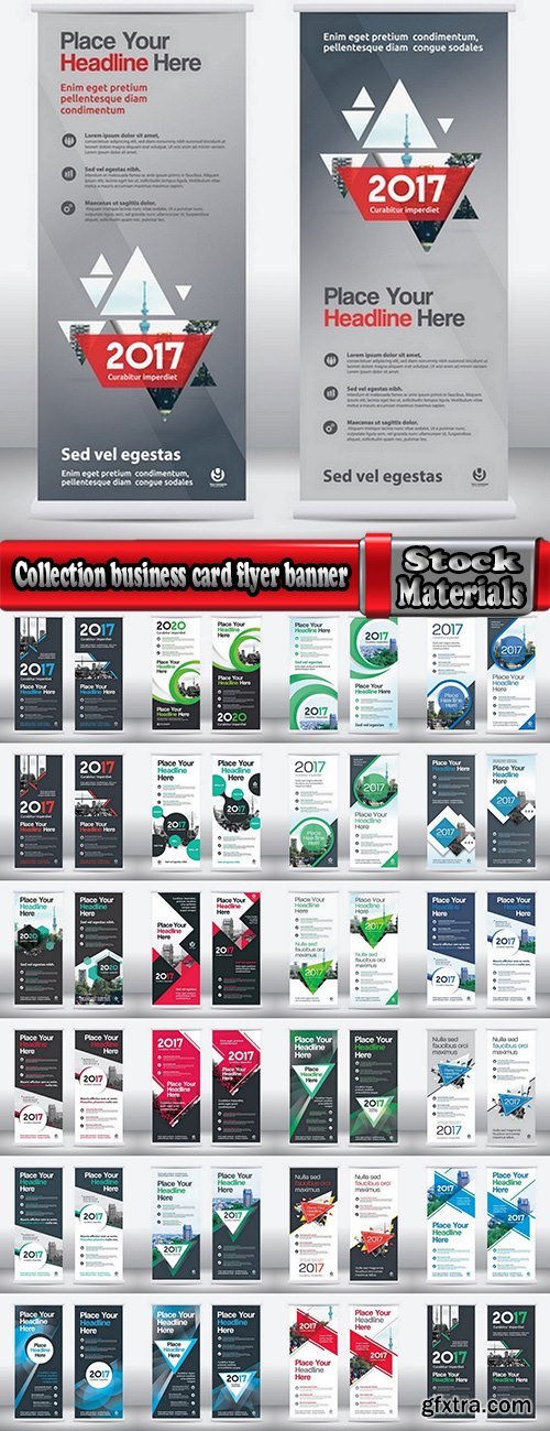 Collection business card flyer banner vector image 17-25 EPS