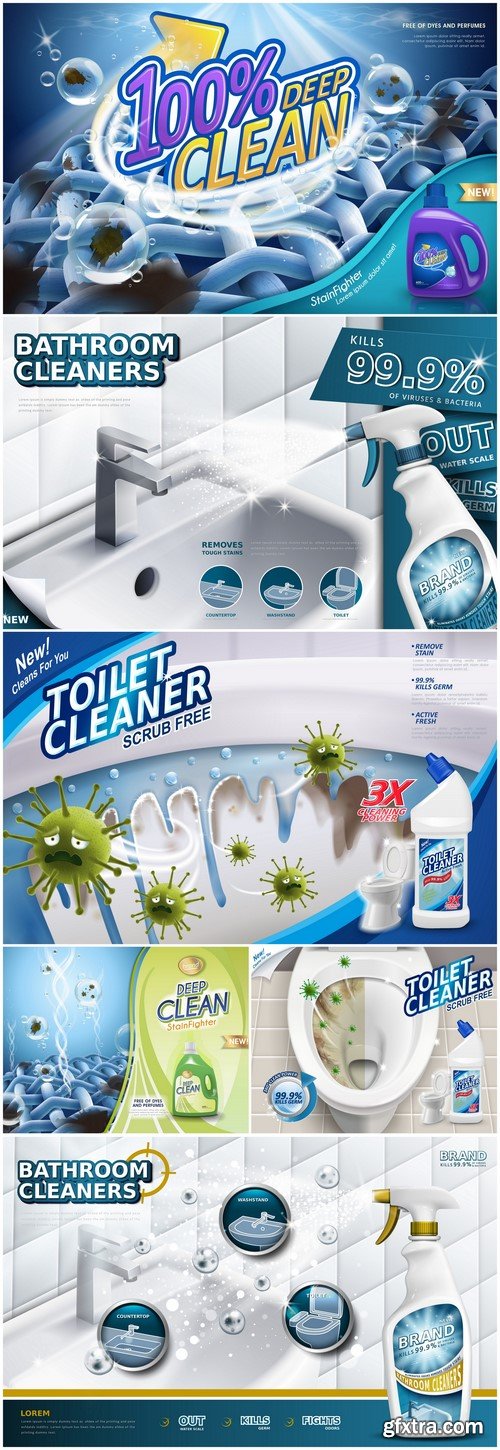 3d advertising Laundry detergent ads, Toilet cleaner ads, Bathroom cleaners ads 6X JPEG