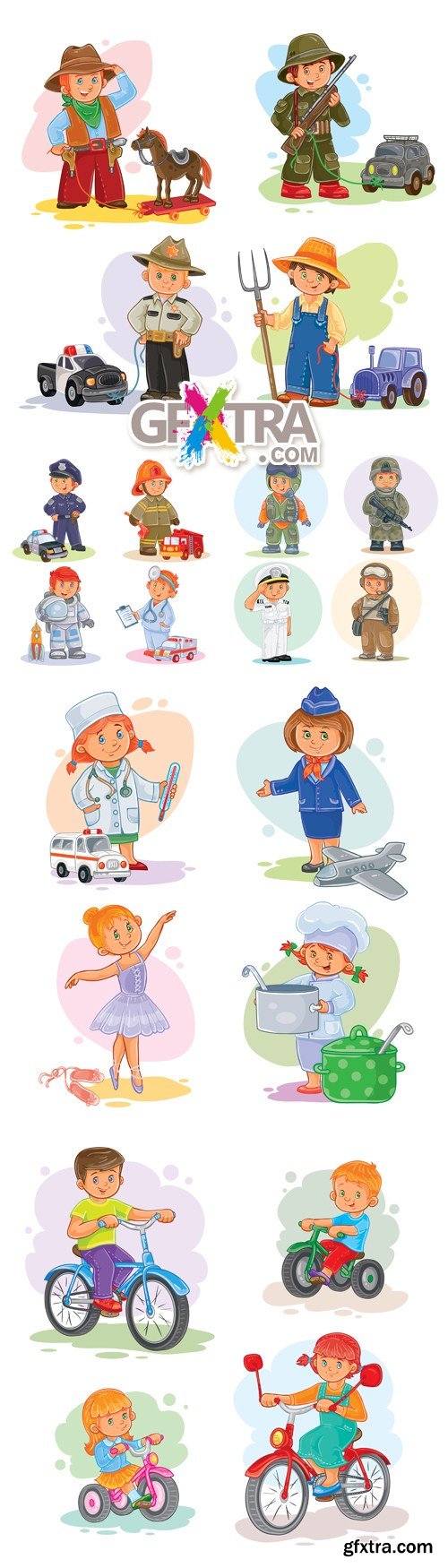 Children Different Professions Vector