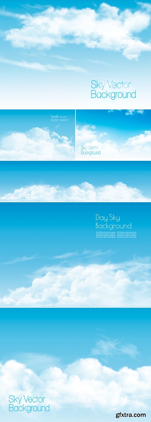 Blue Sky with Clouds Vector Backgrounds 2