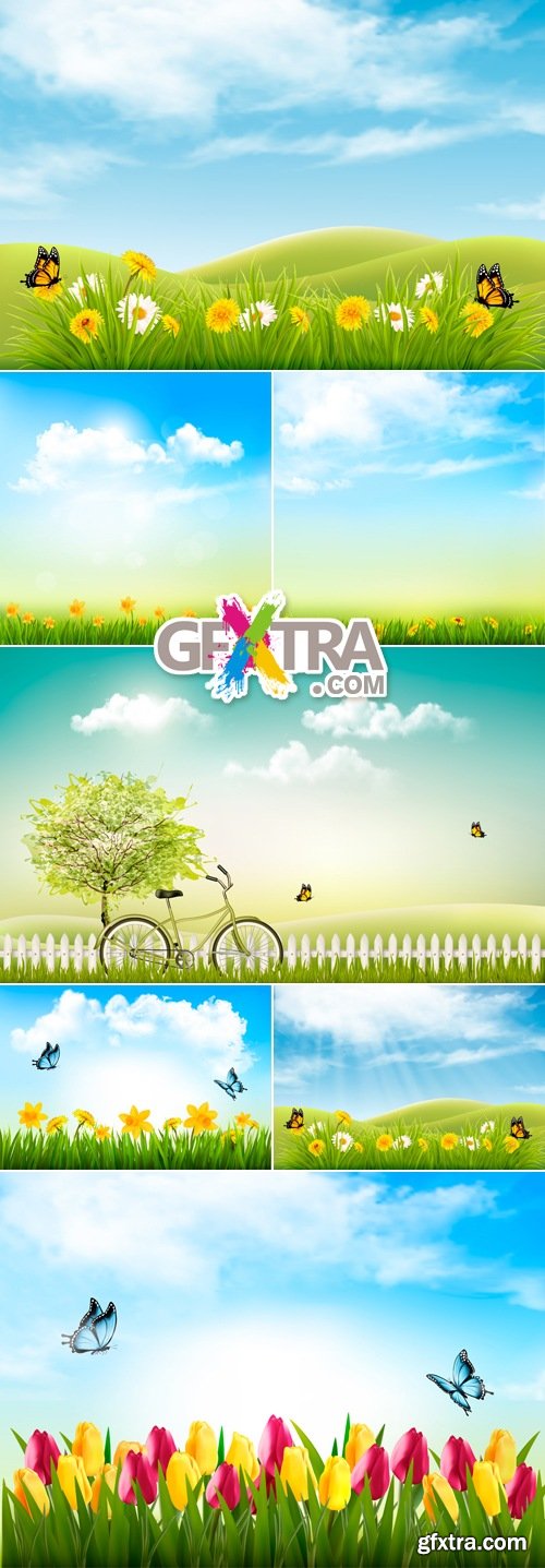 Spring Nature Backgrounds Vector 2