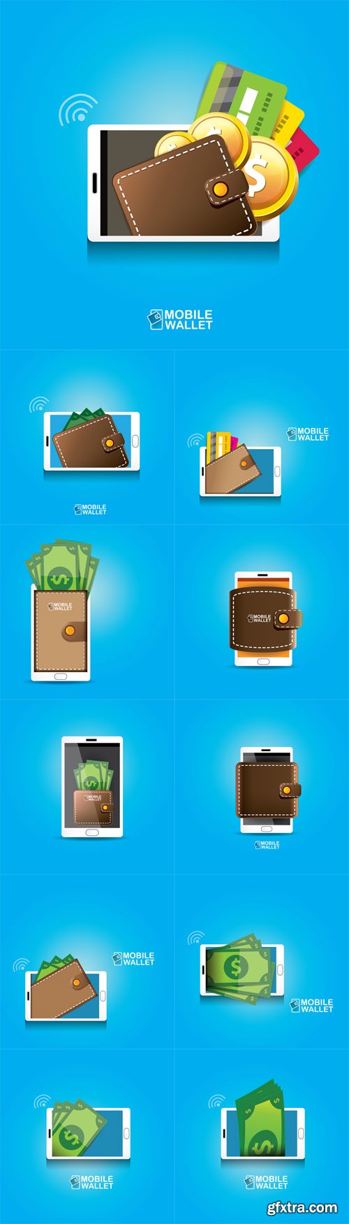 Vector Set - Digital Mobile Wallet Concept Icons 2