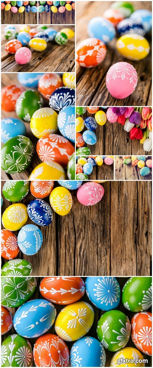 Easter eggs on wooden background 10X JPEG